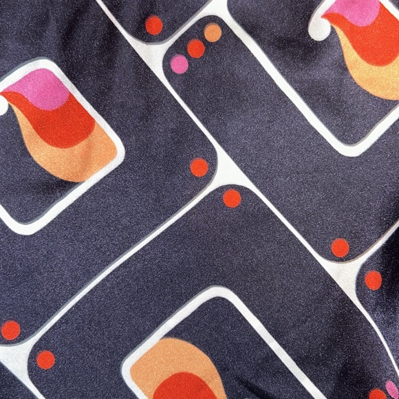 ZARA Geometric Abstract High Waisted Elastic Wide Legged Blue Pants Size M NEW - Picture 7 of 8